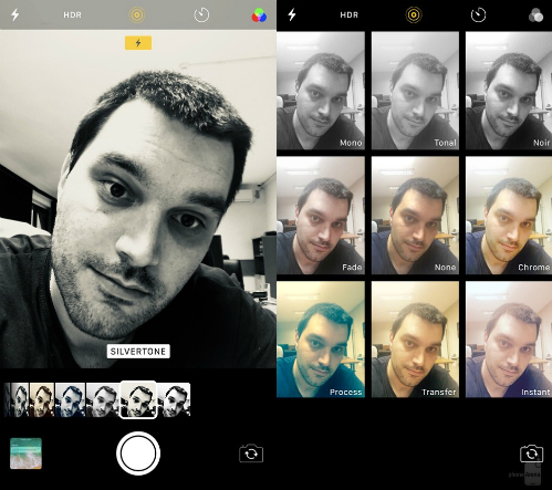 Camera filters iOS 11 left vs