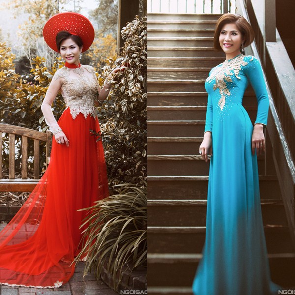 ao dai cuoi ton dang cho co dau tron tria