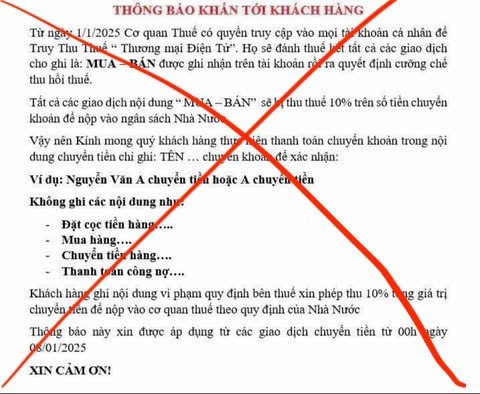 Thực hư thông báo 'thu thuế thương mại điện tử 10%' đang lan truyền trên mạng xã hội